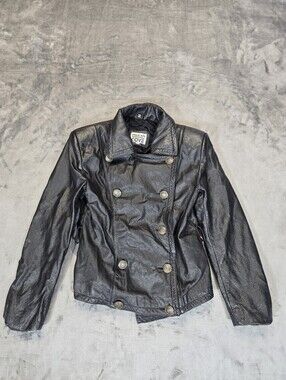 Vintage Pelican Cove Doublebreasted Genuine Leather Jacket Womans Size Small